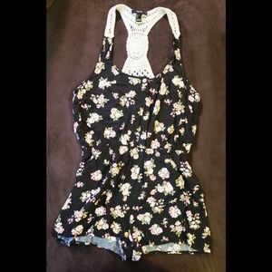 Black Floral Romper